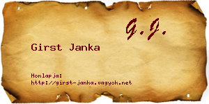 Girst Janka névjegykártya